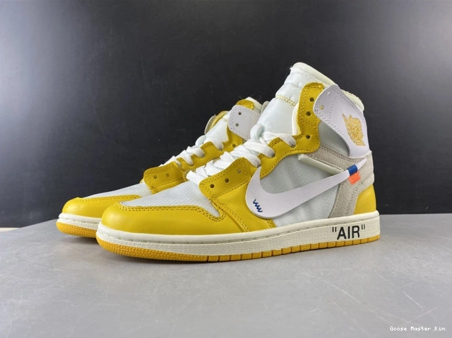 Off-White 1 Air Powder x White Jordan AQ0818-149 Dark NRG Yellow-Cone 0802